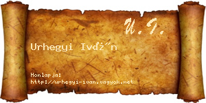 Urhegyi Iván névjegykártya